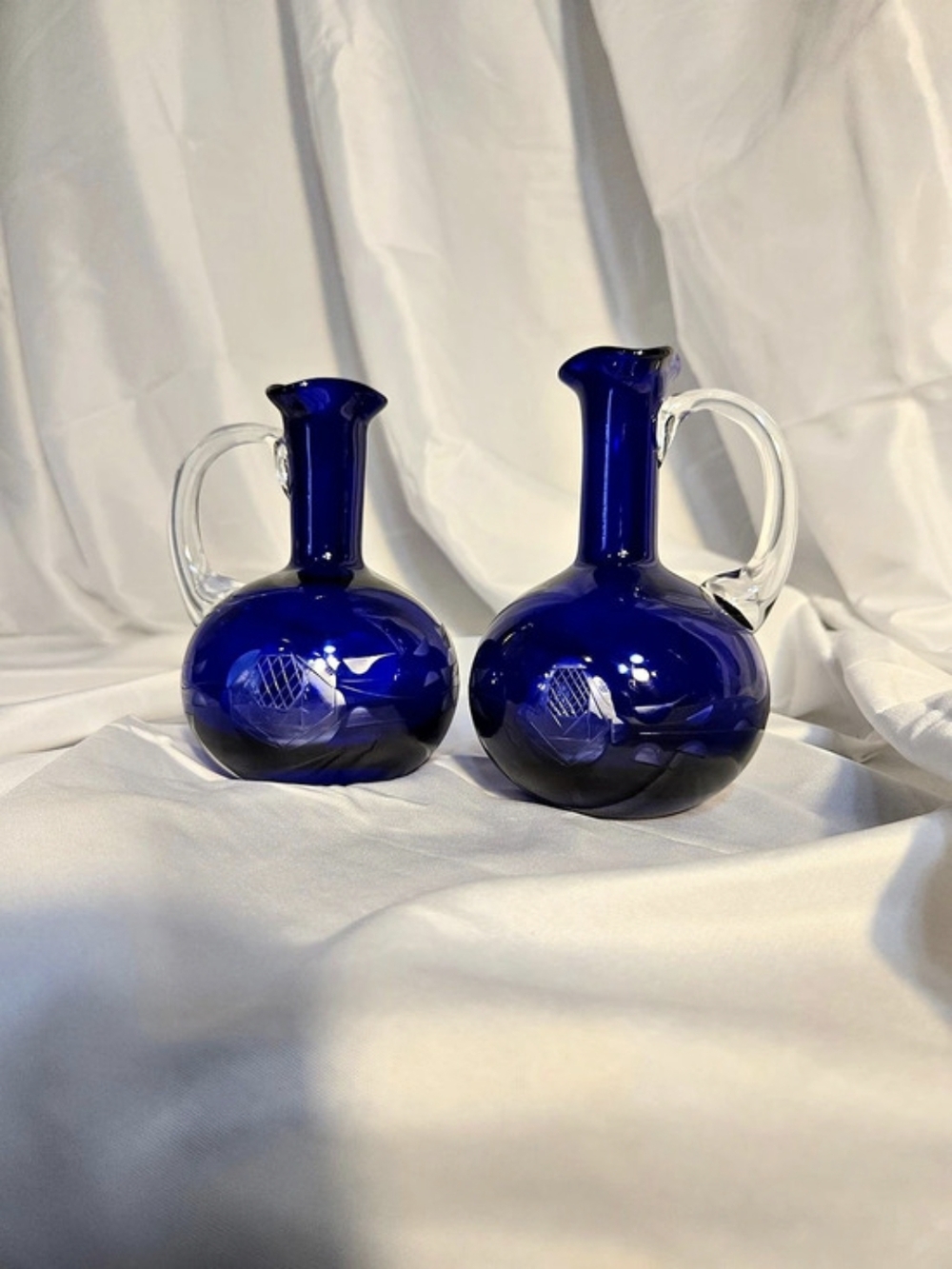 Cobalt Blue Glass Cruets Set of 2